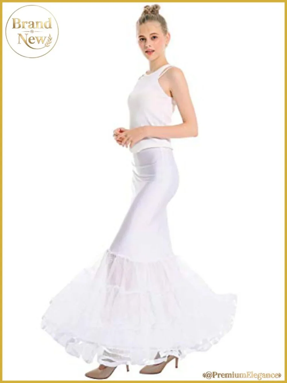 Mermaid Fishtail Petticoat Crinoline One Hoop Underskirt Wedding Dress Shapewear